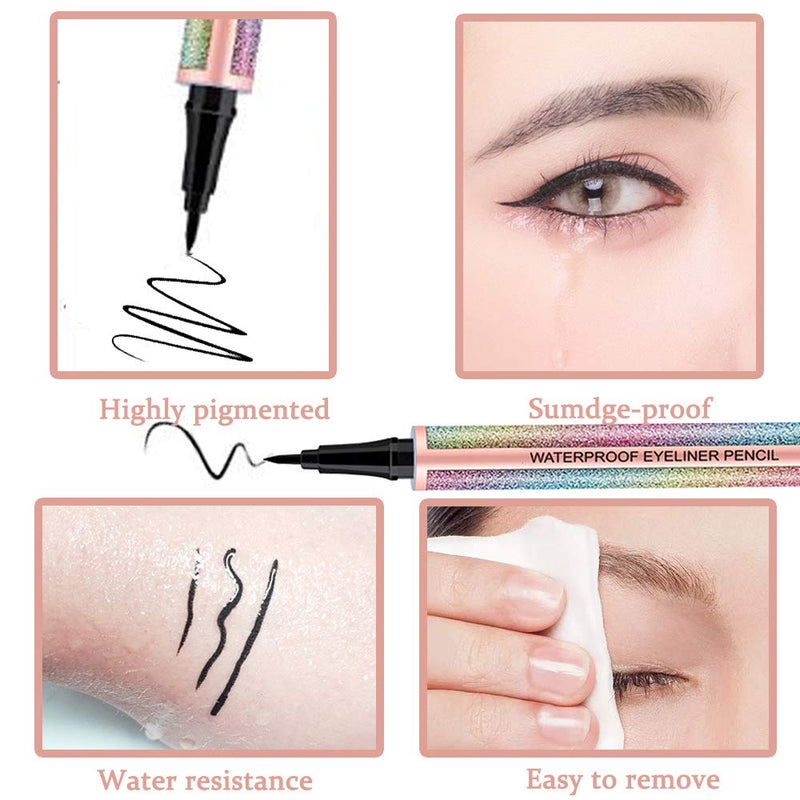 Aaiffey Liquid Eyeliner - Waterproof Eye Liners Long Lasting Smudgeproof Eye Liner Slim Eyeliner Eye Makeup Pen (E009) Black 1 - BeesActive Australia