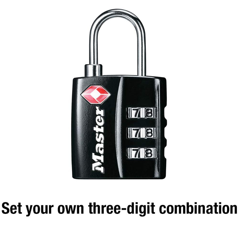 Master Lock 4680DBLK TSA-Approved Luggage Lock, 1-3/16-in. Wide, Black 1-Pack - BeesActive Australia