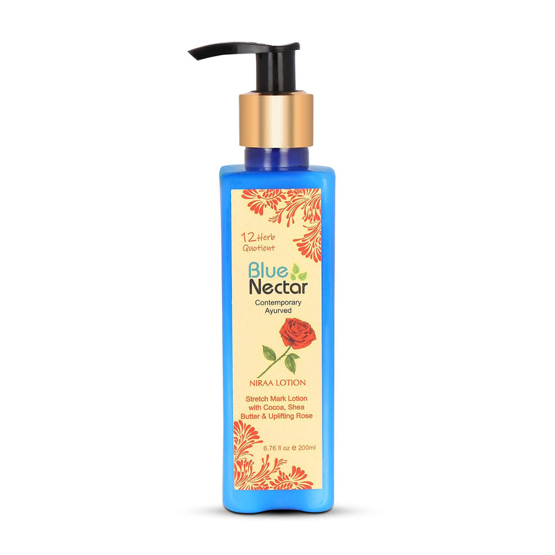 Blue Nectar Stretch Mark Cream, Moisturizing Body Lotion (Deep Hydration) with Natural Cocoa Butter, Shea Butter and Uplifting Rose (12 Herbs, 6.76 fl oz) - BeesActive Australia