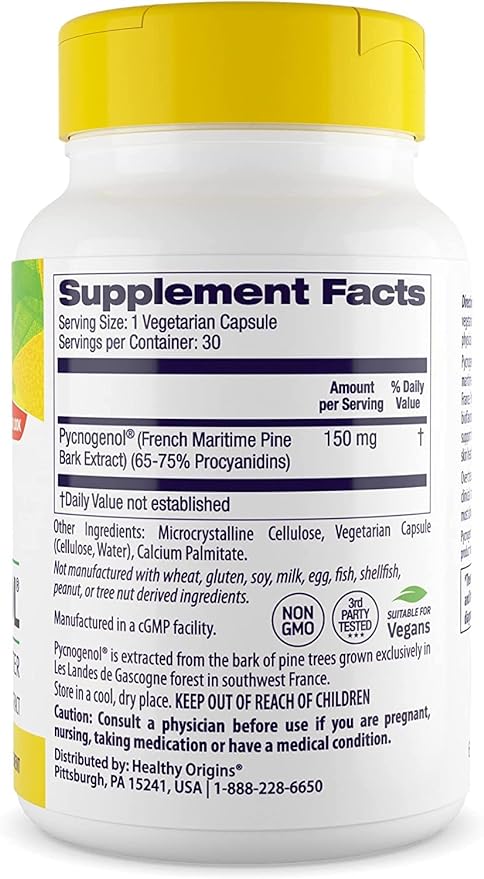 Healthy Origins Pycnogenol 150mg 30 Veggie Capsules [Directly shipped overseas] [Parallel import product] - BeesActive Australia