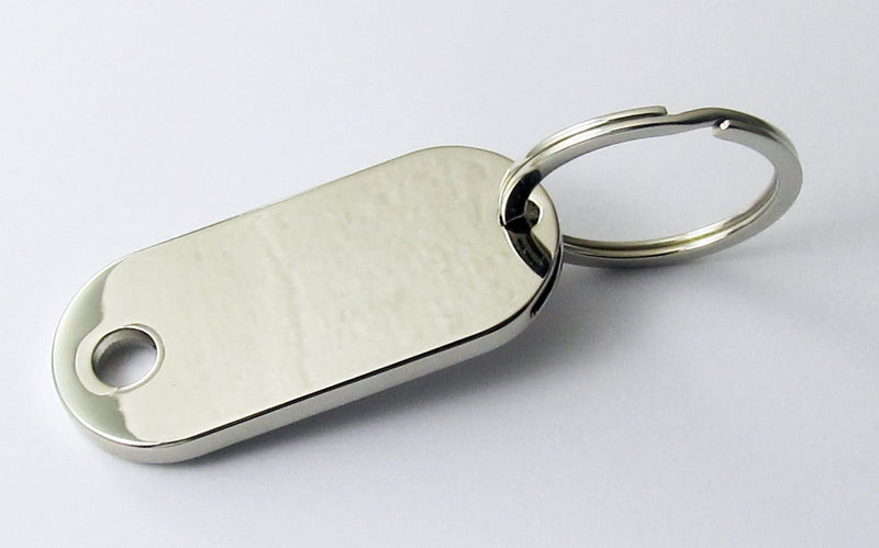 HEAVY DUTY QUALITY NICKEL PLATED METAL KEY TAG FOB WITH BLANK INSERT FOR YOUR OWN TEXT - BeesActive Australia