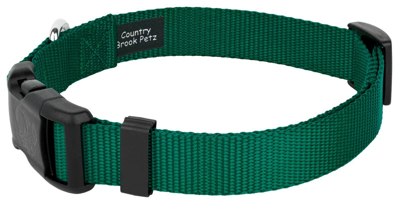 Country Brook Petz - 25+ Vibrant Colors - American Made Deluxe Nylon Dog Collar with Buckle Medium (Pack of 1) Green - BeesActive Australia
