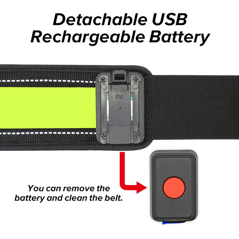BSEEN LED Running Waist Belt - USB Rechargeable Reflective Glowing LED Waistband, Flashing Safety Light Belt for Runners, Joggers, Walkers, Pet Owners, Cyclists Green - BeesActive Australia