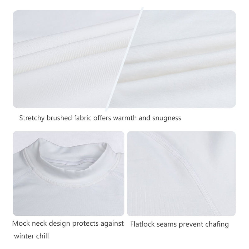 [AUSTRALIA] - BALEAF Youth Boys' Compression Thermal Shirt Fleece Baselayer Long Sleeve Mock Top X-Small White 