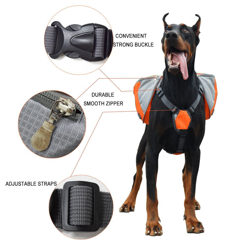 Lifeunion Adjustable Service Dog Supply Backpack Saddle Bag for Camping Hiking Training Red Medium - BeesActive Australia