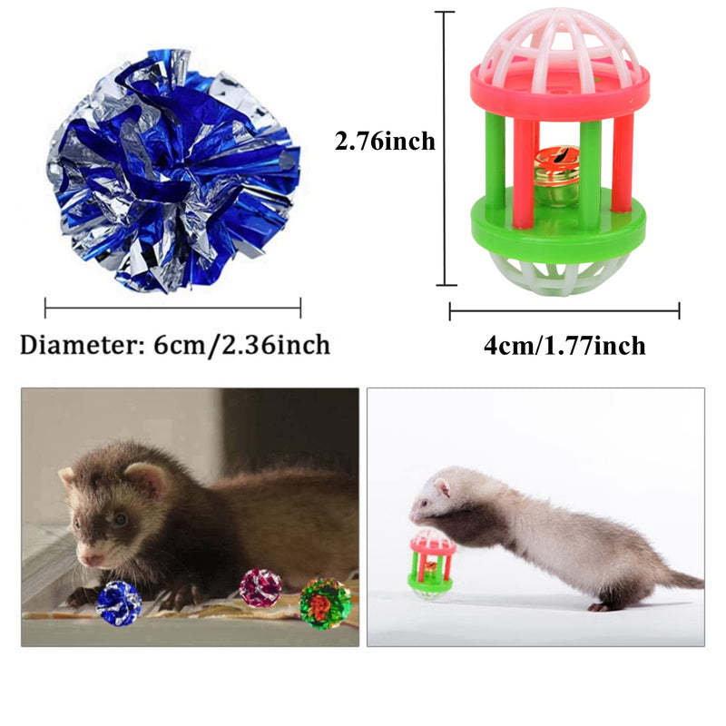 HAICHEN TEC 11 Pack Ferret Toys Set - Mylar Crinkle Balls Hollow Sound Toy with Bell Interactive Exercise Scratch Play Chasing Chewing Toys Random Color for Indoor Pet Ferret Cat Kittens - BeesActive Australia
