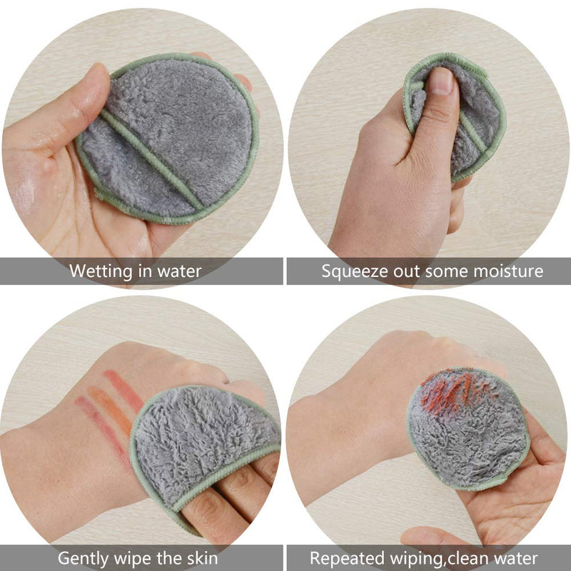 Sunland Reusable Makeup Remover Pads For Face,Eye,Lips 16 Pack Microfiber Face Cleansing Gloves Washable Makeup Removal Cloth With Laundry Bag and Travel Bag Rounds Toner Pads 3.14Inch round 3.15inchx16 light grey - BeesActive Australia