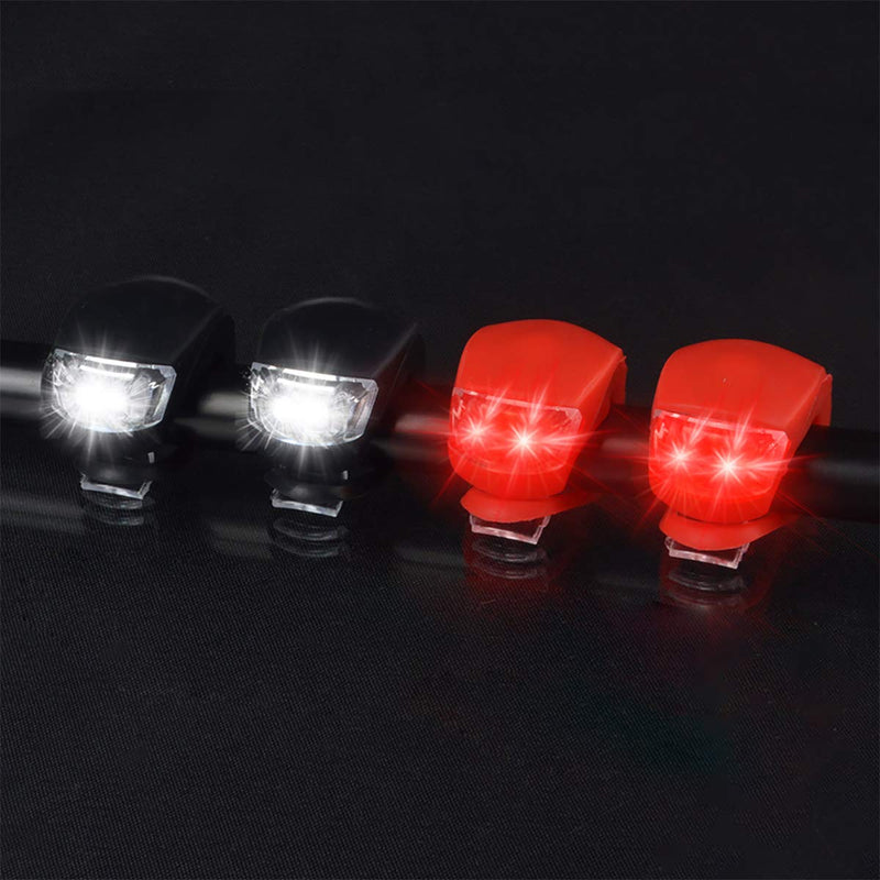 Malker Bicycle Light Front and Rear Silicone LED Bike Light Set - Bike Headlight and Taillight,Waterproof & Safety Road,Mountain Bike Lights,Batteries Included,4 Pack(2pcs White and 2pcs Red Light) - BeesActive Australia