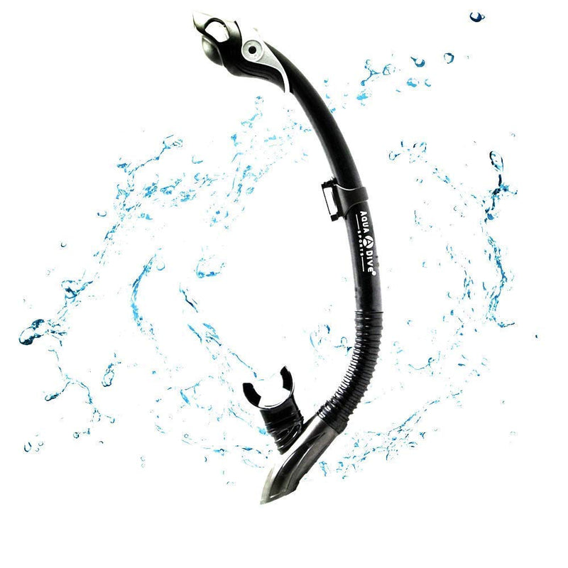 [AUSTRALIA] - AQUA A DIVE SPORTS Dry Snorkel Easy Breath Diving Snorkel for Snorkeling Scuba Diving Freediving Swimming with Top Dry Valve and Food Grade Silicone Mouthpiece for Adult Youth black 
