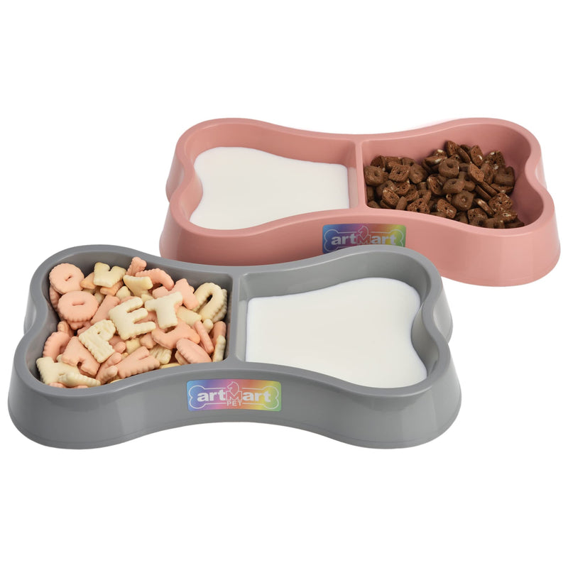 Set of 2 Lightweight Small Dog Puppy Cat Food and Water Bowls 6 oz Double Pink Plastic Portable Outdoor Travel Dish Indie Pink - BeesActive Australia