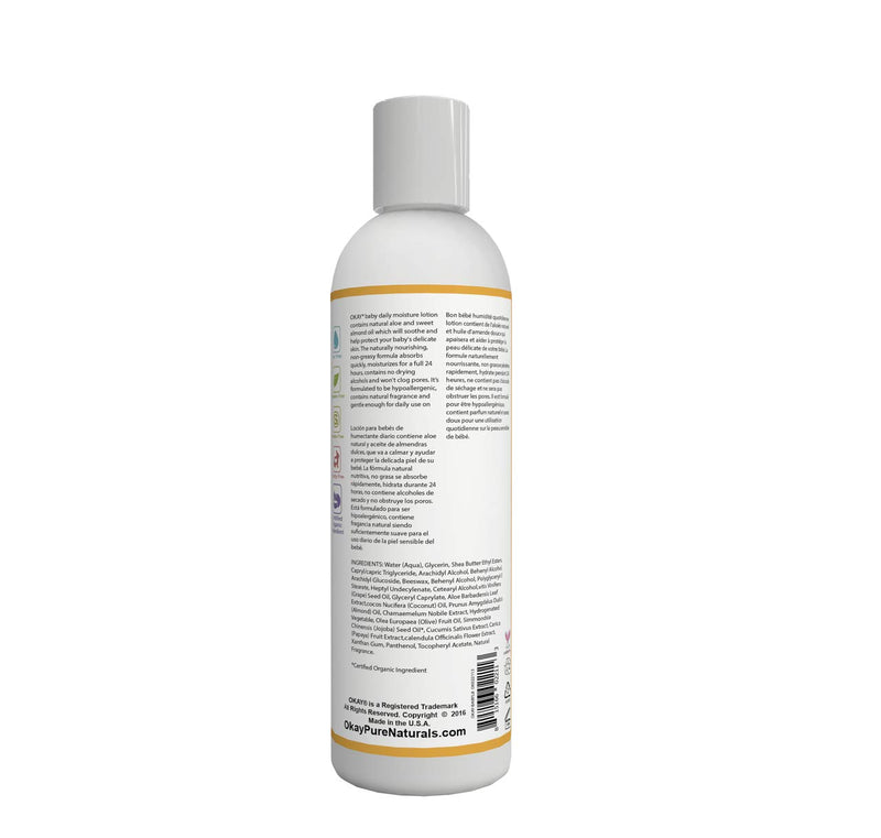 OKAY | All Natural Baby Lotion | For All Skin Types | Soothe, Protect & Nourish Delicate Skin | With Aloe and Sweet Almond Oil | Free of Sulfate, Silicone & Paraben | 8 oz - BeesActive Australia