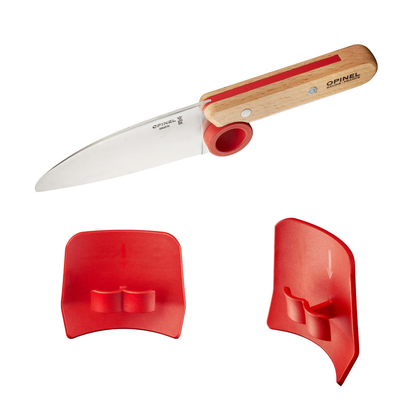 Opinel Le Petit Chef Knife Set, Chef Knife with Rounded Tip, Fingers Guard, For Children, Teaching Food Prep and Kitchen Safety, 2 Piece Set, Made in France - BeesActive Australia