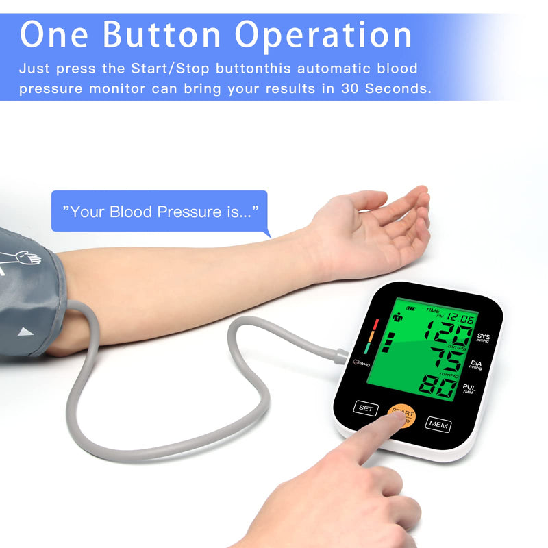 Blood Pressure Monitors Upper Arm,PANACARE Automatic Blood Pressure Machine 4.2'' Large Display with Backlight/Arrhythmia/Adjustable Large Cuff 22-42cm/ 2 Users,Accurate Digital Blood Pressure Monitor A-black - BeesActive Australia