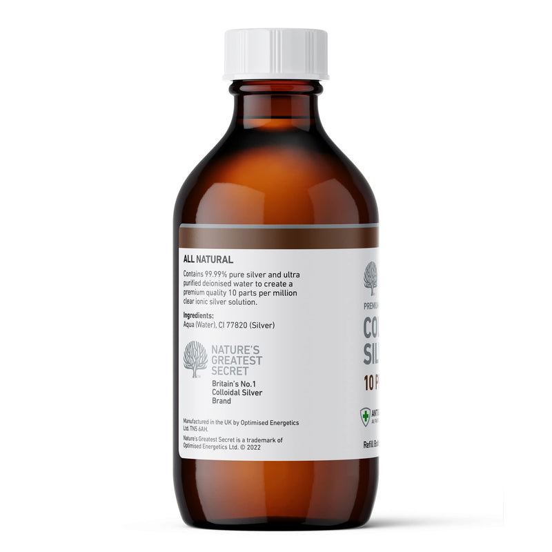 Nature's Greatest Secret Premium Quality Antibacterial 10ppm Colloidal Silver Bottle 300ml Natural 300 ml (Pack of 1) - BeesActive Australia