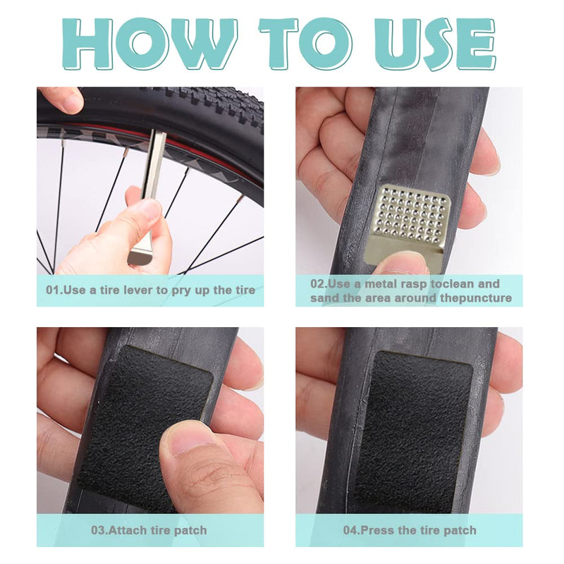 BangBoom 18 PCS Glue-Free Bike Tire Patch Repair Set, Bike Puncture Repair Patches, with Tire Patch, Metal Rasp and Crowbar, Storage Box, Quick and Easy - BeesActive Australia