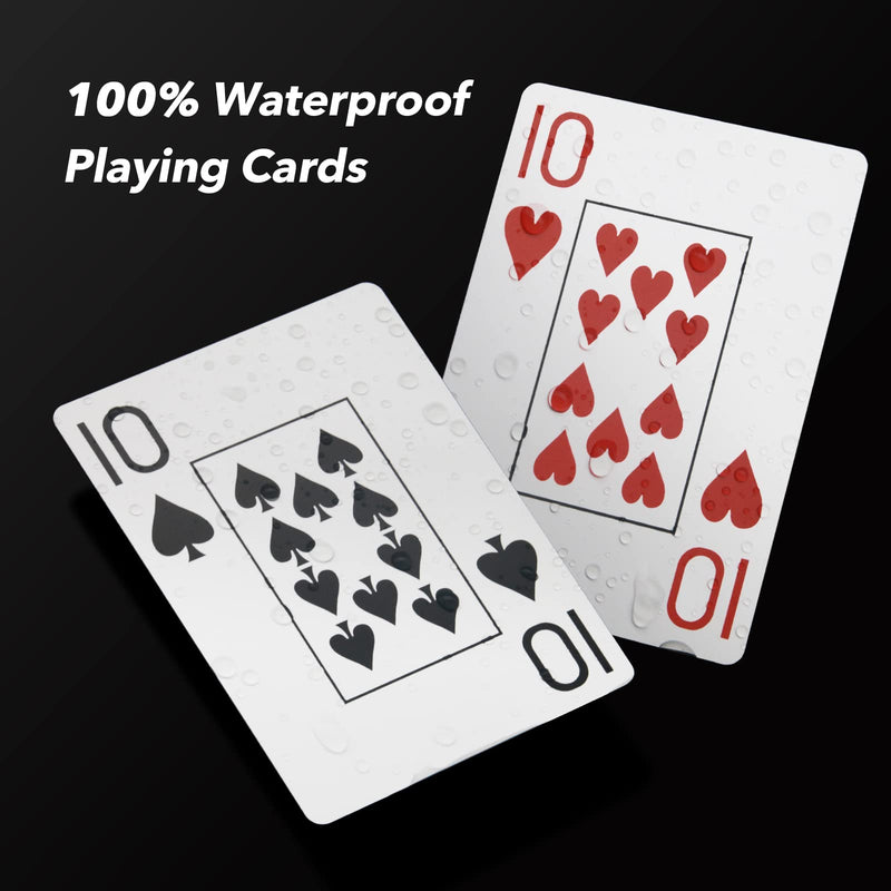 INTEGEAR Playing Cards 2 Decks Waterproof Plastic Poker Cards for Texas Holdem Poker Go Fish and More Card Games Standard and Jumbo Index 2.5" x 3.5" Red/Blue 2 Pack (Jumbo Index) - BeesActive Australia