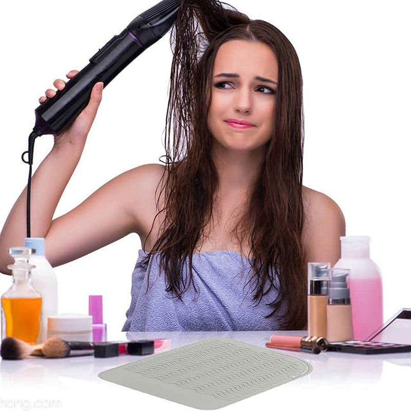 Heat Resistant Mat for Hair Straighteners, Silicone Curling Wands Mat Portable Travel Anti-Scald Mat for Flat Iron Hot Hair Salon Tools(Gray) 1-gray - BeesActive Australia