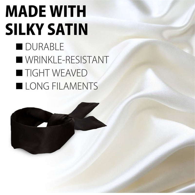 2 pcs Silk Satin Blindfold Eye Cover Silk Sleeping mask Valentine Gift 155cm / 62” (Black) Black - BeesActive Australia