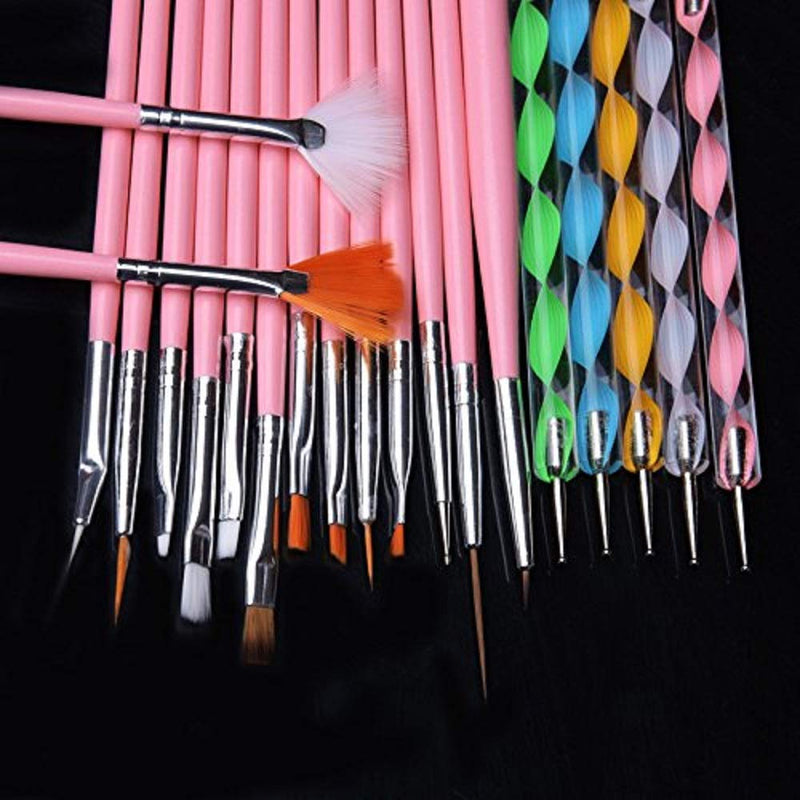 YAOBABBY Nail Art Design Dotting Painting Drawing Polish Brush Pen Tools 20PCS - BeesActive Australia