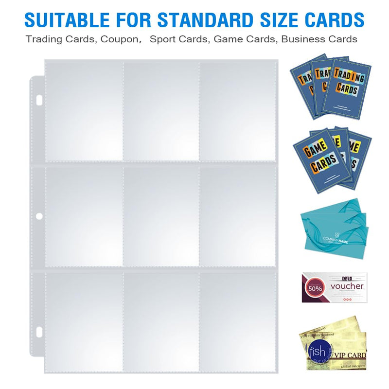 36 Pack 9 Pocket Page Protector, Sooez Trading Card Sleeves Pages Baseball for 3 Ring Binder, Sheets Standard Size Cards, Sport Game Business Cards 36 - BeesActive Australia