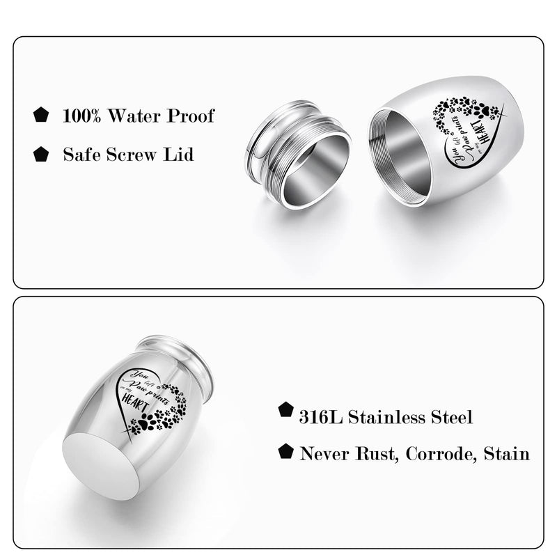 1.57 Inches Small Urn for Dog and Cats Ashes Small Keepsake Urns for Pet Ashes Stainless Steel Mini Urn Cremation Urn for Dog Cat Ashes Silver - BeesActive Australia
