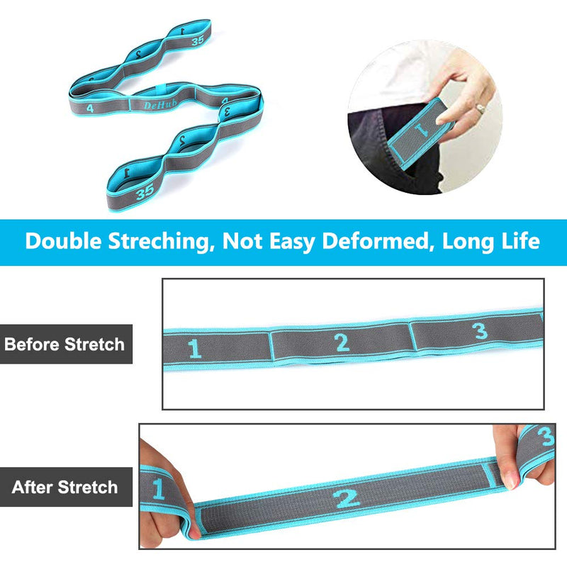 DEHUB Stretch Strap, Elastic Yoga Stretching Strap, Multi-Loop for Physical Therapy, Pilates, Yoga, Dance & Gymnastics Exercise and Flexible Pilates Stretch Band - BeesActive Australia