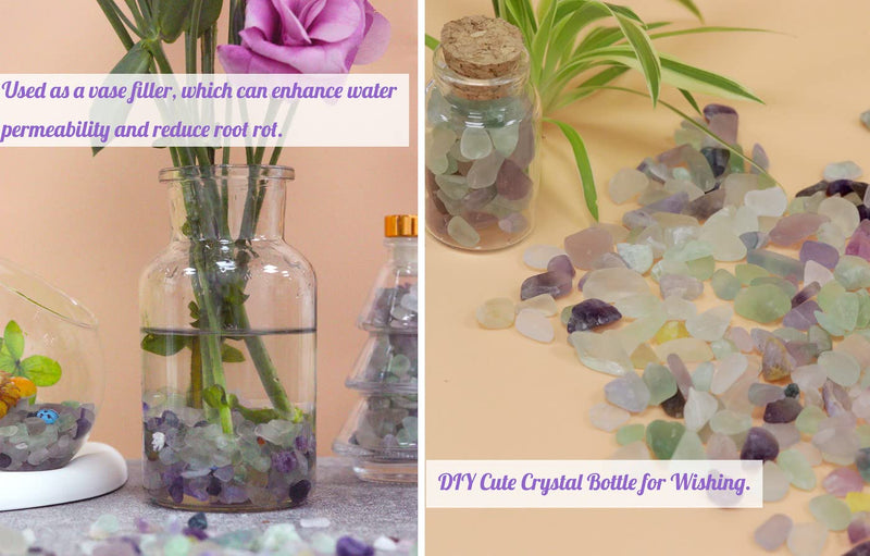 1lb Fluorite Aquarium Gravel Rocks Natural Tumbled Healing Crystal Chips Bulk Gemstones Crushed Stones for Fountain Vase Filler Planters Decorative Fish Tank Potted Reiki Energy Balancing 1-fluorite - BeesActive Australia