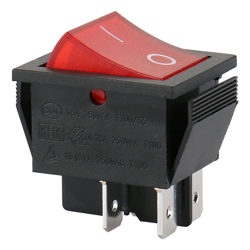 Baomain Red Light DPST ON/Off Snap in Boat Rocker Switch 4 Pin 16A/250V UL TUV List 1 Pack - BeesActive Australia