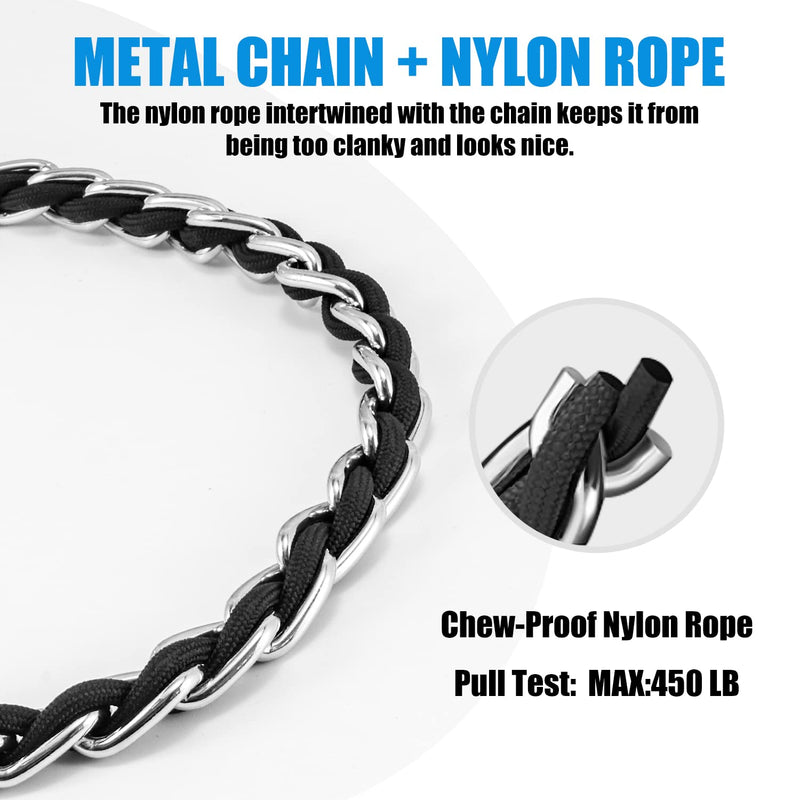 Chain Dog Leash Chew Proof Metal Leash for Medium Large Dogs, Chain Link Dog Leash Anti Chew 5.2FT / 4FT Strong Anti Bite Dog Leash Comfortable Soft Padded Handle Black, Orange, Blue 5.2FT(medium& large dogs） - BeesActive Australia