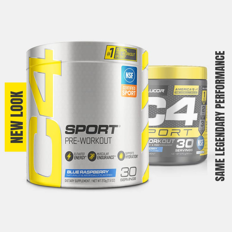 C4 Sport Pre Workout Powder Blue Raspberry - Pre Workout Energy with 3g + 135mg Caffeine and Beta-Alanine Performance Blend - NSF Certified for Sport | 30 Servings - BeesActive Australia