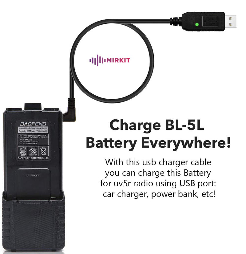 [AUSTRALIA] - Mirkit Baofeng Accessories Set: Baofeng Battery BL-5L 3800mah with Baofeng USB Charging Cable Compatible with Baofeng UV- 5R MK2 MK3 MK4 MK5 BF-8HP UV-5RX3 RD-5R UV-5RTP UV-5X3 by Mirkit Radio 