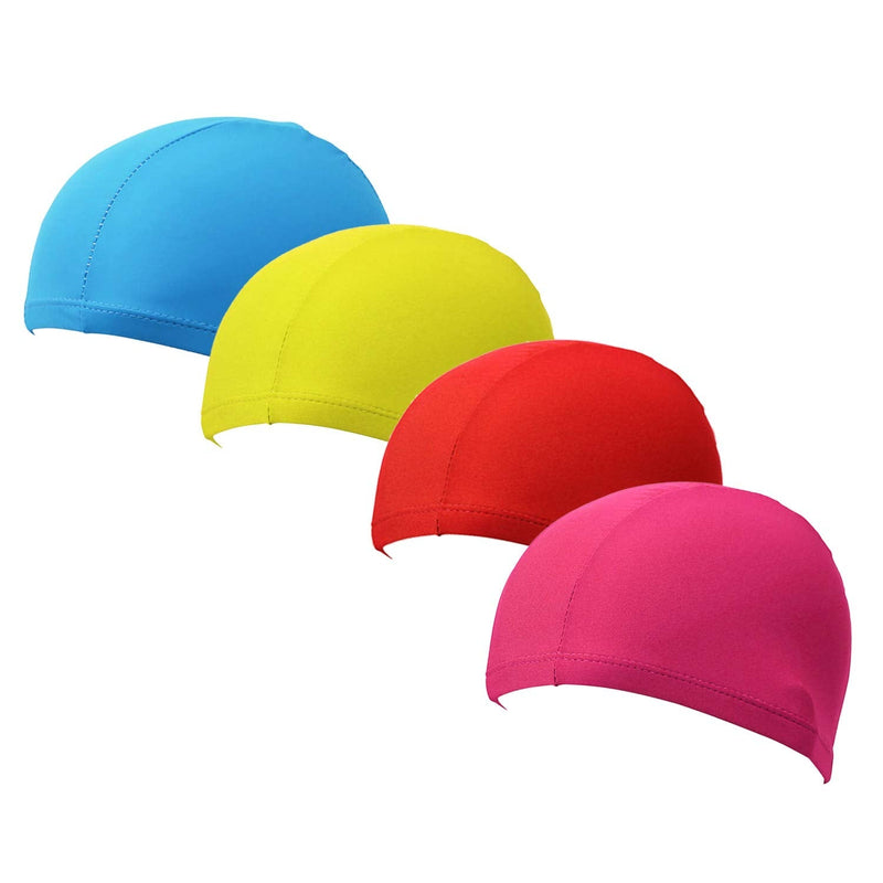 SUNTRADE 4 Pack Nylon Spandex Fabric Swim Cap for Kids and Adult(not for Long Hair) - BeesActive Australia
