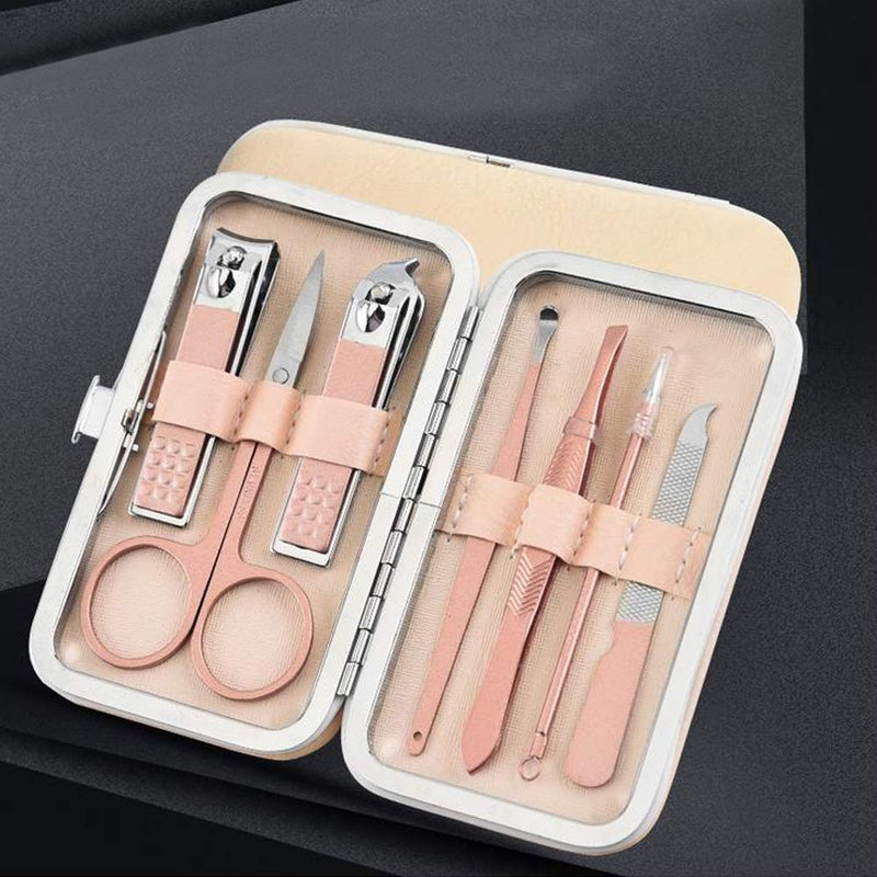 Outtmer Professional stainless steel manicure and beauty set, Nail Art Manicure and toenail tool set, beauty manicure and nail file tool set, stainless steel nail clipper set 7pcs (Rose Gold) - BeesActive Australia