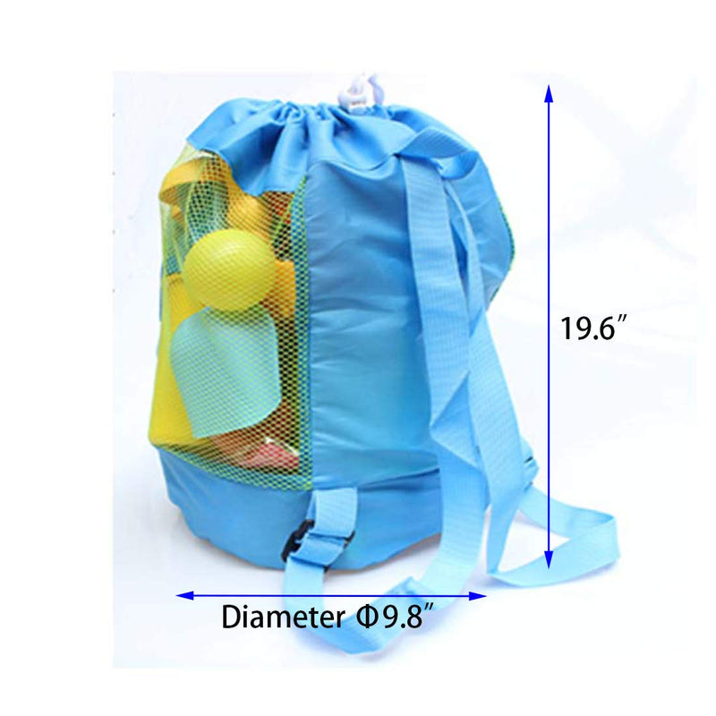 Large Beach Toys Mesh Blue Bag,Adjustable Shoulder Strap, Drawstring, Beach Toy Bag For Children Used in Beach, Swimming, Outdoor Activities - BeesActive Australia