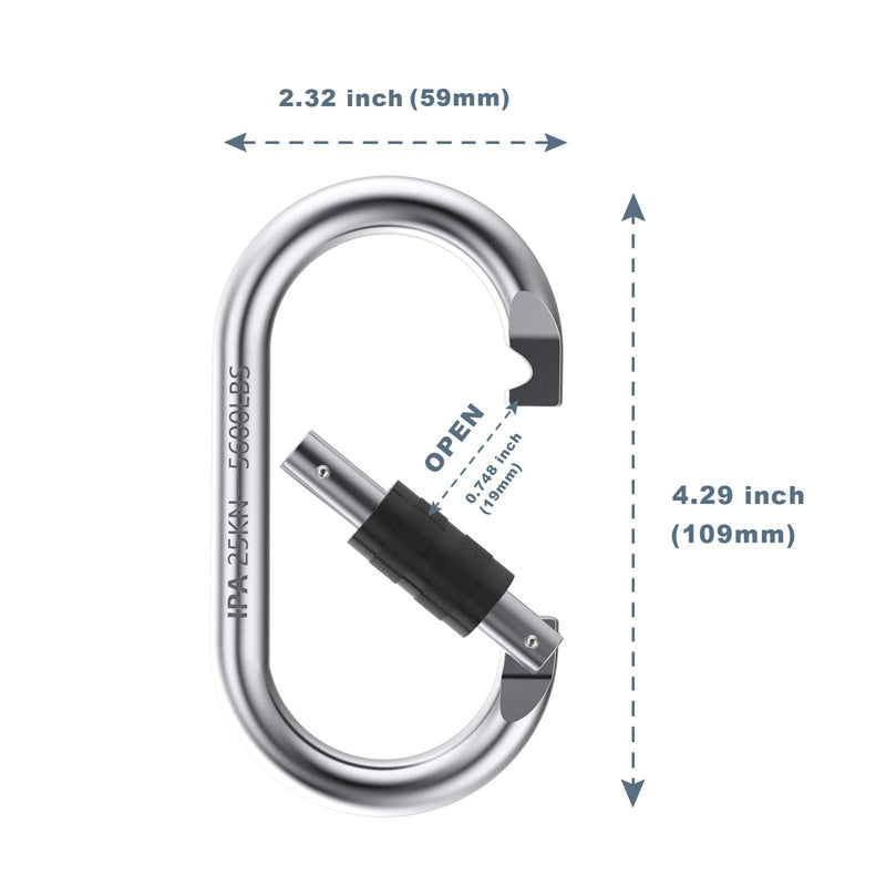 Caribeener Clips,Climbing Carabiner(25kn=5600lbs),Heavy Duty Carabiner Clip,Multipurpose for Rigging, Ropes, Hammocks (2pack) - BeesActive Australia