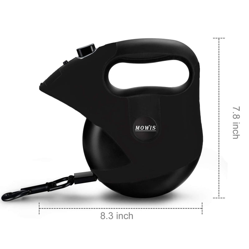 Mowis Retractable Dog Leash, 360° Tangle-Free, Heavy Duty up to 175Lbs Pets, 16ft Strong Nylon Tape with Waste Bag Dispenser, Pet Travel Bowl, One-Handed Brake/Pause/Lock Black - BeesActive Australia