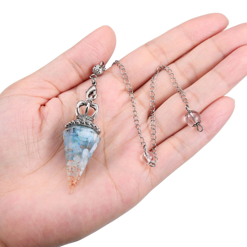 JOVIVI Pendulum Crystal,Aquamarine Dowsing Crystals Pendulum Divination Scrying Healing Crystal Gemstone Blue Quartz Stone Pendant for Reiki Grid Meditation Witchcraft Wicca Aquamarine Crystal Pendulum - BeesActive Australia