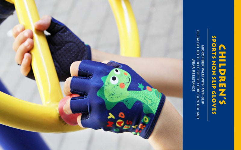 [AUSTRALIA] - Kids Half-Finger Monkey Bar Gloves for Age 1-9 Boys Girls Climbing Biking Good Grip Control Gloves for Gymnastics Balance Boards Outdoor Sports Blue Medium 