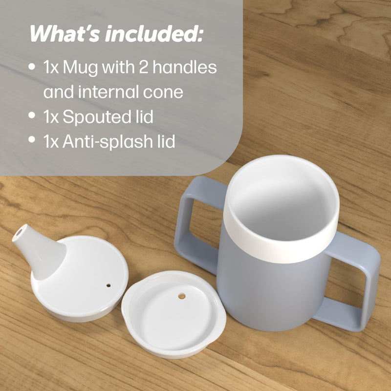 JFA Supplies 2 Handles 165ml Grey Adult Drinking Mug/Drinking Cup/Sippy Cup/Non Spill Cup - BeesActive Australia
