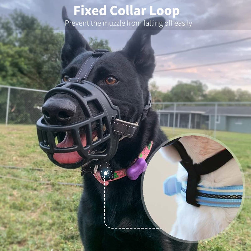 Dog Muzzle,Soft Basket Silicone Muzzles for Dog, Best to Prevent Biting, Chewing and Barking, Allows Drinking and Panting, Used with Collar Black 3 (Snout 9¾-11") - BeesActive Australia