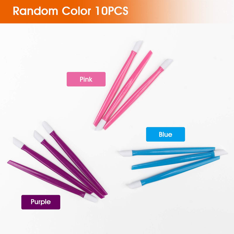 Adecco LLC 10pcs Rubber Nail Cuticle Pusher Tipped Plastic Handle Nail Art Tool Nail Acrylic Cuticle Pusher Cleaner(Random Color) - BeesActive Australia