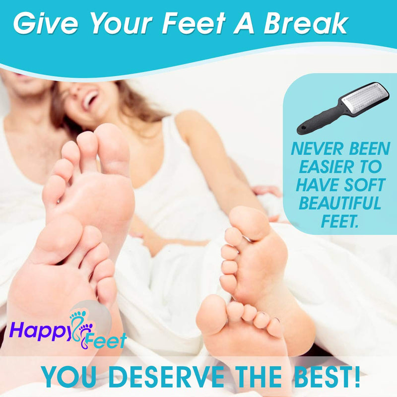 HAPPY FEET - Foot Filer For Dead Skin, Stainless Steel Foot Scrubber, Callus Scraper Tool For Feet, Shave Callus With Ease For Both Wet And Dry Feet, White Gift Boxed & Storage Bag Included. - BeesActive Australia