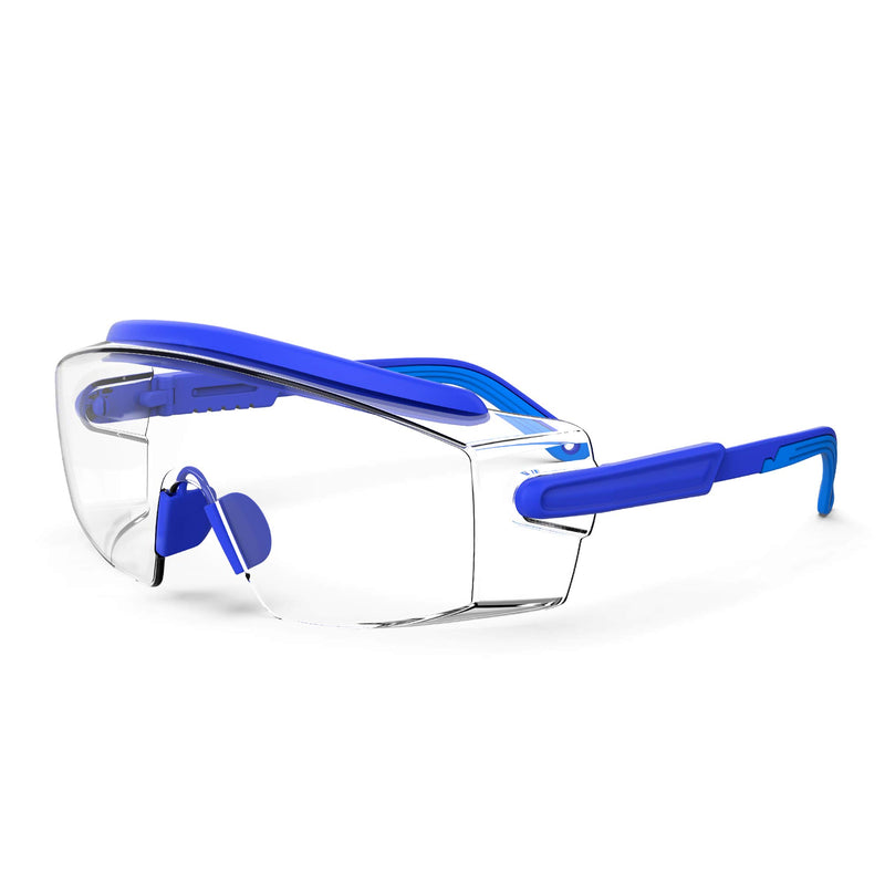 Anti Fog Safety Glasses Safety Goggles Over Glasses Protective Glasses with Anti Scratch Lenses Adjustable Frame And Temples Blue - BeesActive Australia