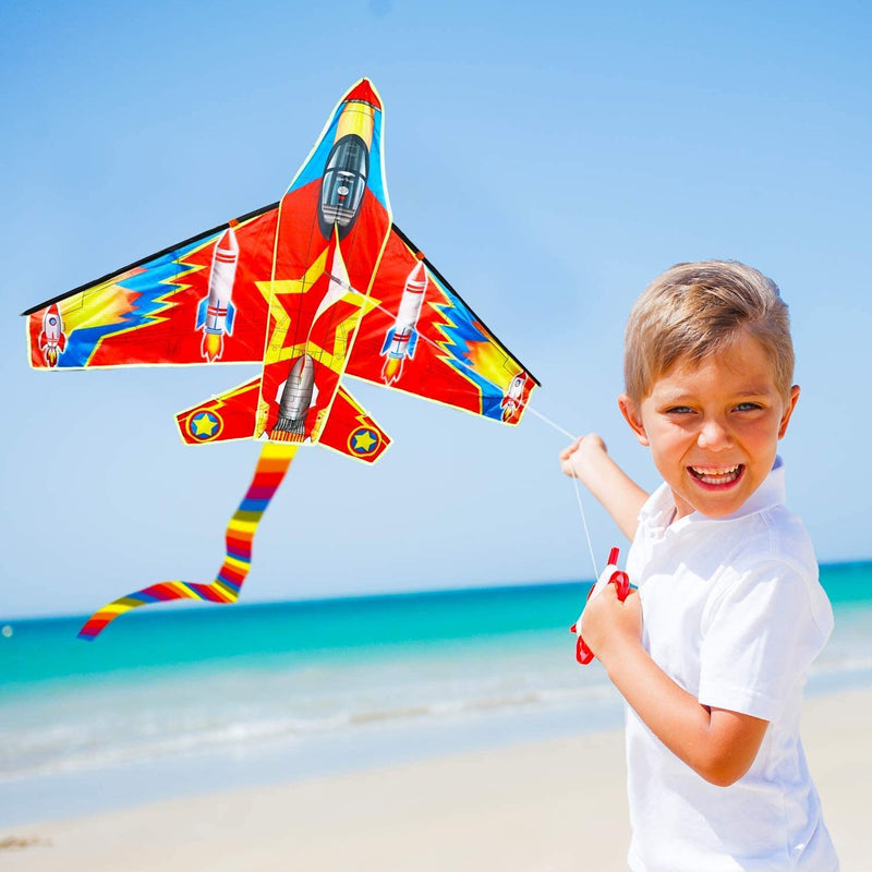 TOY Life Kites for Kids Easy to Fly - Outdoor Games and Activities Large Kites for Kids Ages 4-8 - Flying Kites for Children - Kids Kite for Beach - Giant Easy Fly Kites Fighter Plane - BeesActive Australia