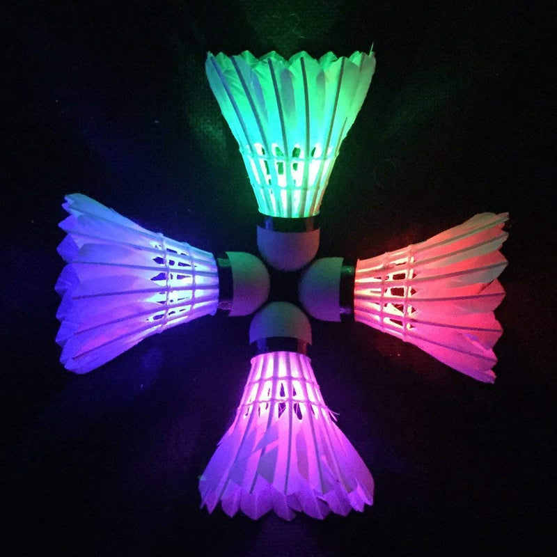 ZHENAN LED Badminton Shuttlecocks Dark Night Glow Birdies Lighting for Outdoor & Indoor Sports Activities (Feather_4pcs) - BeesActive Australia