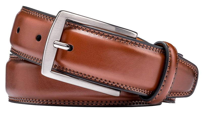 KM Legend Men's Leather Dress Belt-Classic & Fashion for Work Business and Casual 36 Essential Brown - BeesActive Australia