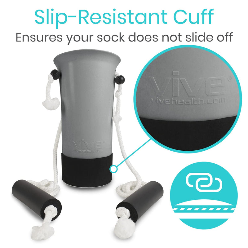 Vive Sock Aid and Shoe Horn Kit - Long Handled Remover for Men, Women, Senior - Adjustable Reach Assist - Stocking Helper Gray - BeesActive Australia