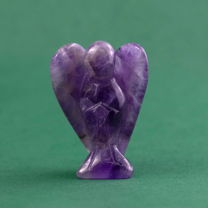 Ouubuuy Natural Amethyst Crystal Angel Pocket Guardian Angel Figurines Gift for Reiki Healing 1.5� - BeesActive Australia