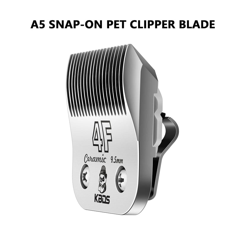 KBDS Detachable Ceramic Pet Clipper Blades,Size-4F,Compatible with Most Andis,Oster,Wahl A5 Clippers,Made of Ceramic Blade Cutter and Carbon Steel Blade,3/8'' Inch 9.5mm Cut Length, 4F Blade - BeesActive Australia
