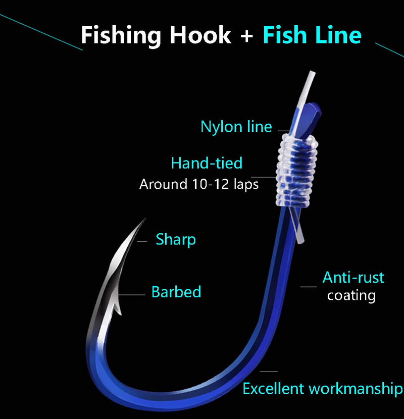 [AUSTRALIA] - Dyxssm Small Fishing Hooks with Line - Super Fishing Hook on Nylon Fishing Line (Pack of 20) Type-A: Blue 8# 